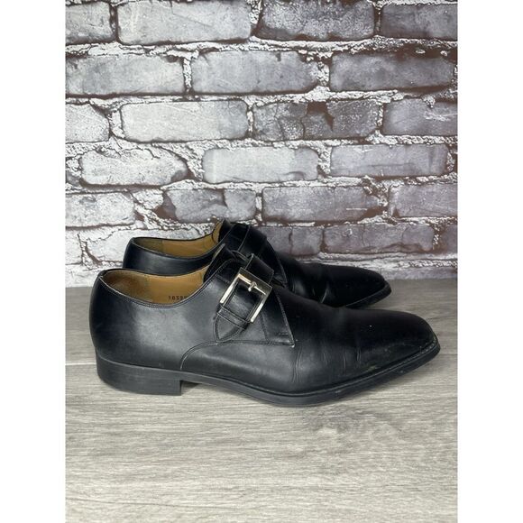 Magnanni Black Leather Buckle Monk Strap Loafers Dress Shoes Men Sz 9.5M US/43EU - Picture 4 of 16